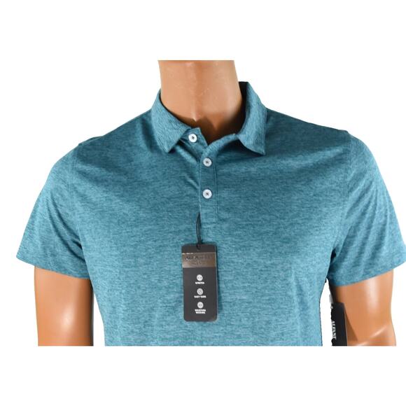 Alfani Mens Polo Shirt Medium Peacock Short Sleeve Stretch Mosture Wicking New - Picture 2 of 6